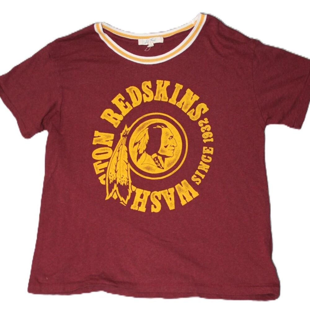 Washington Redskins Ringer Shirt Womens Large Red NFL Football Junk Food